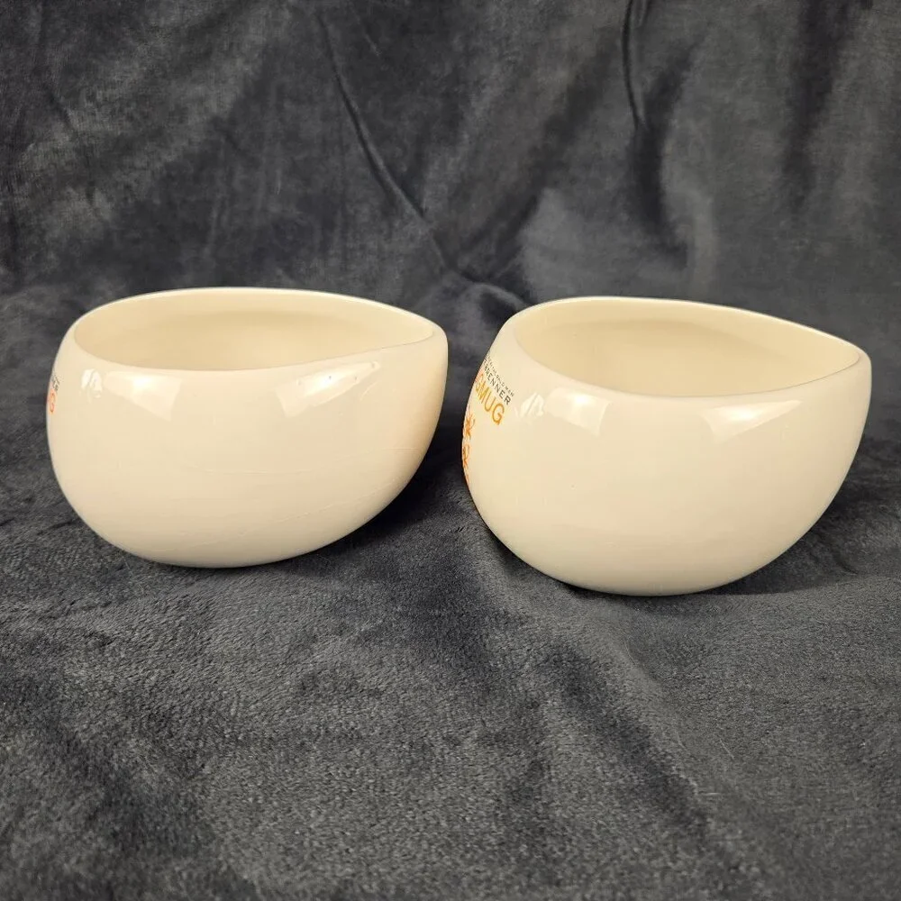 Pair of Chocolate by the Bald Man Max Brenner Hug Mugs White Ceramic
